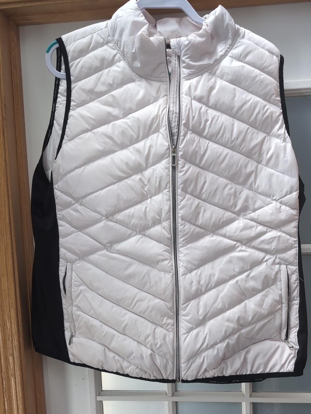 Calvin Klein Performance White Quilted Vest with Black Panels